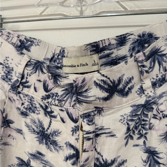 Abercrombie & Fitch Tropical Printed Linen Blend Pull On Trouser Pants Large - Picture 3 of 5